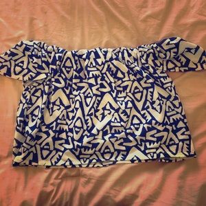 Tribal off the shoulder crop top